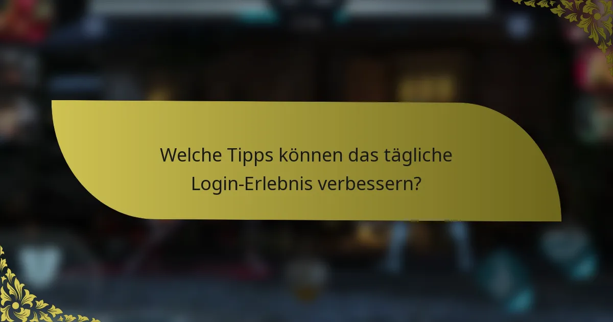 Welche Tipps können das tägliche Login-Erlebnis verbessern?